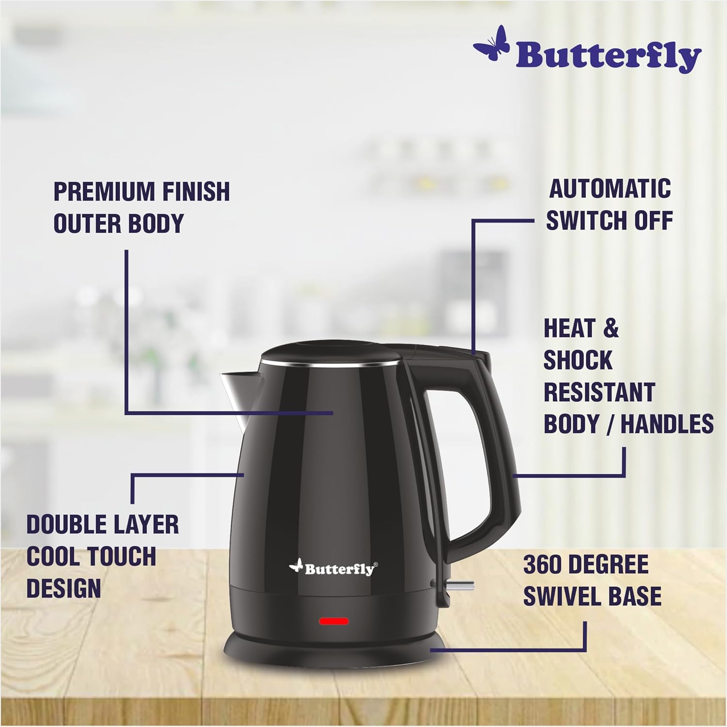Butterfly Stainless Steel Magnum Cool Touch Electric Kettle 1.5 Litre